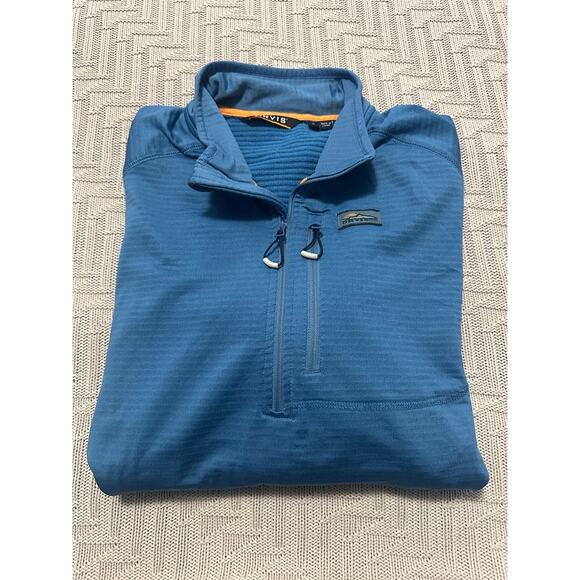 Orvis blue ribbed quarter zip pullover size L - Picture 1 of 7